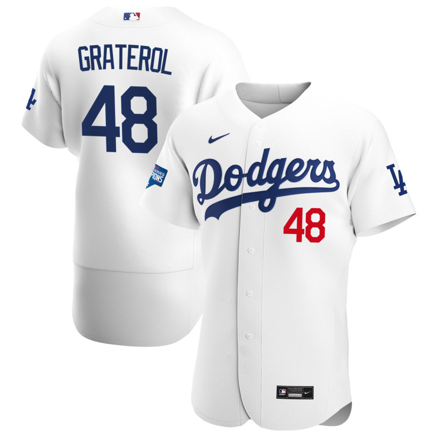 Los Angeles Dodgers 48 Brusdar Graterol Men Nike White Home 2020 World Series Champions Authentic Player MLB Jersey